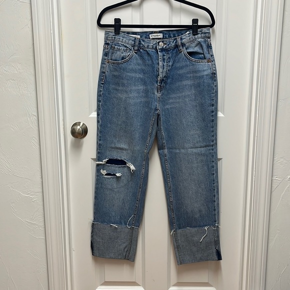 Pull & Bear Boyfriend Fold-Up Hem Denim‎ - Medium Wash - Picture 1 of 7